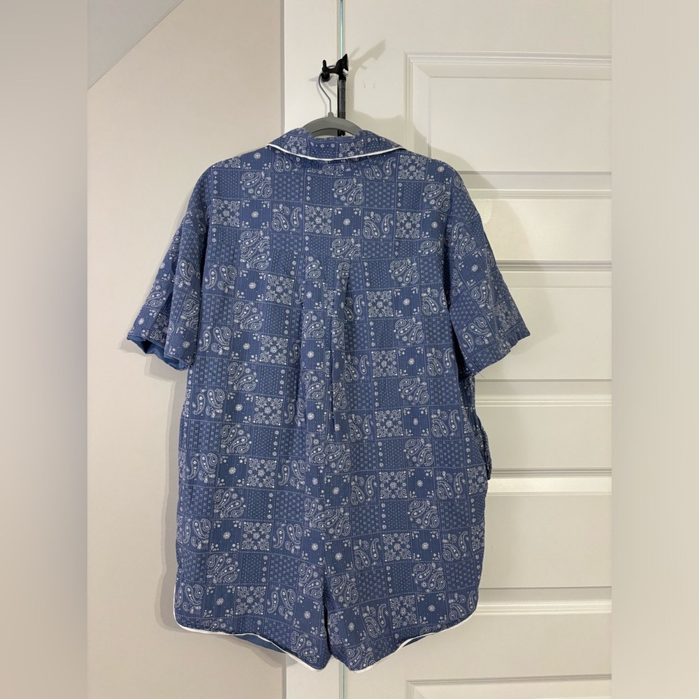 Men's Blue Paisley Short Sleeve Shirt - Picture 2 of 2
